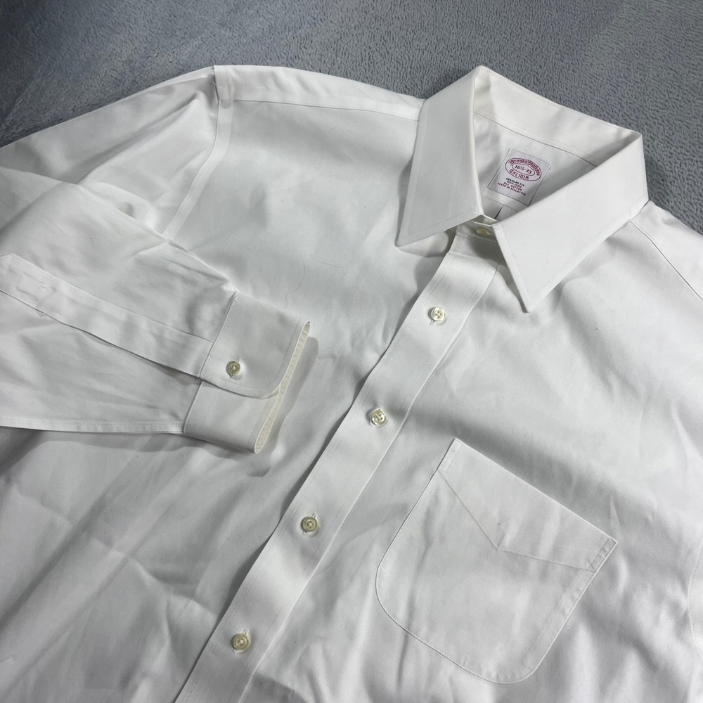 Brooks Brothers Mens 16.5-33 Regular Fit Non-Iron White Cotton Dress Shirt